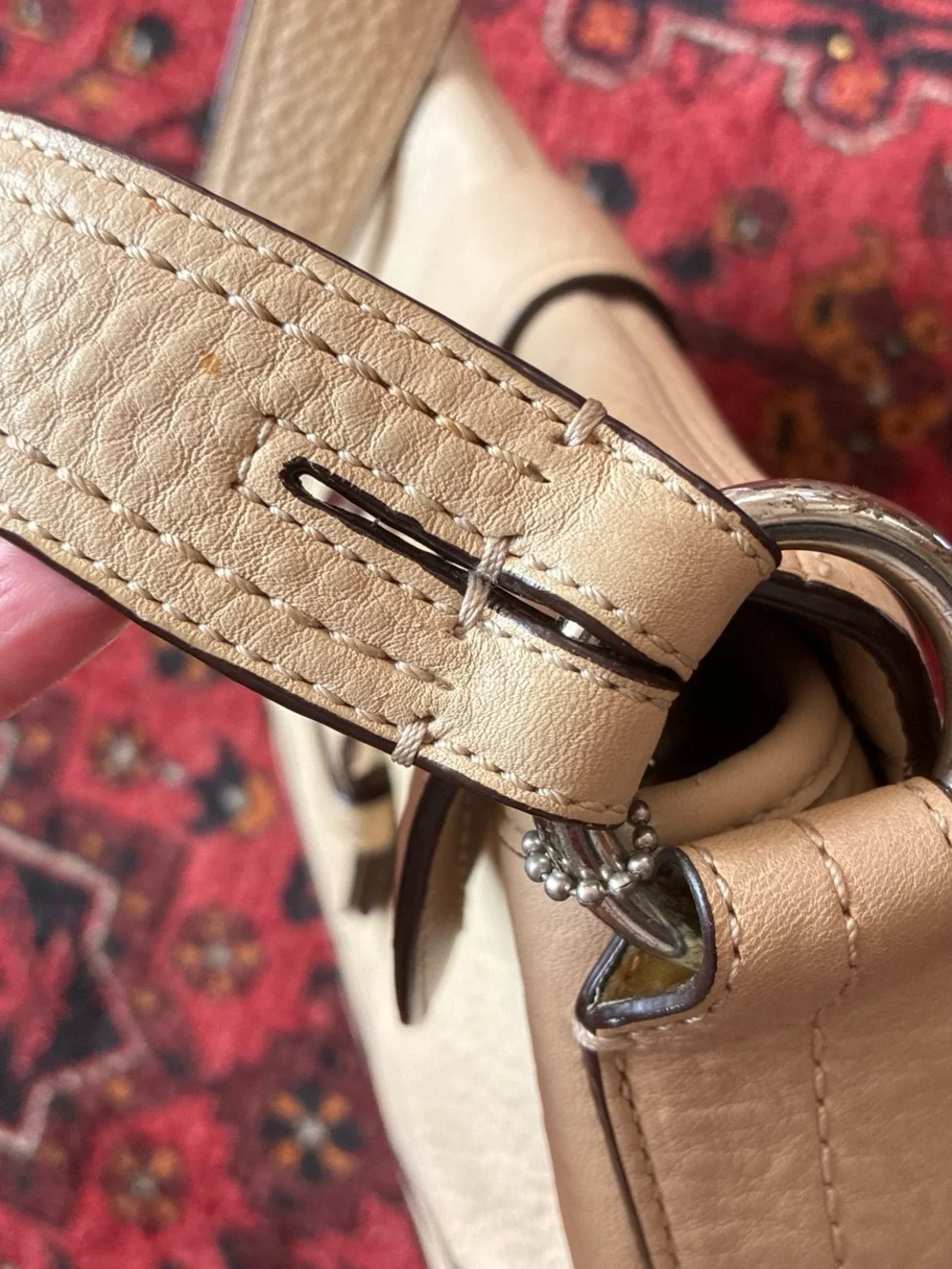 Cream Leather Shoulder Bag